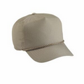 Poplin 5 Panel Cap w/ Leather Strap & Brass Buckle